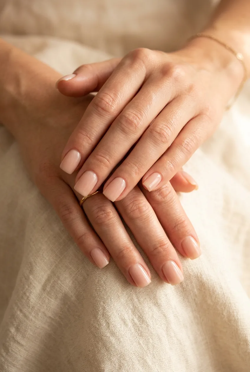 Woman's hands showing short square shaped nails ideal for vacation activities